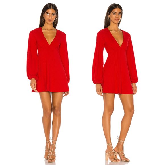 Tularosa Dresses & Skirts - Tularosa Ryland Bell Sleeve Ribbed Knit Mini Dress